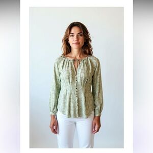 Behind the seams beautiful sheer green/ white